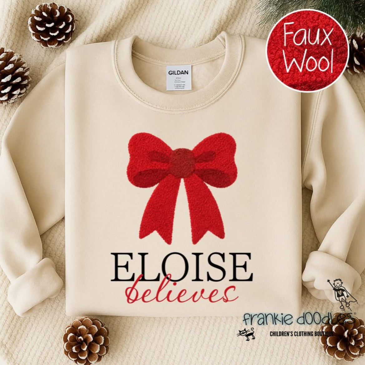 Red Bow “Believes” Personalised Sweatshirt