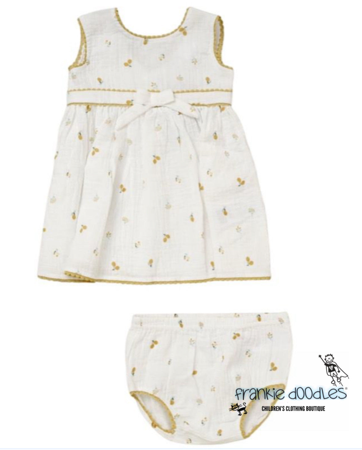 Ivory/Gold Floral & Cherries Dress Set