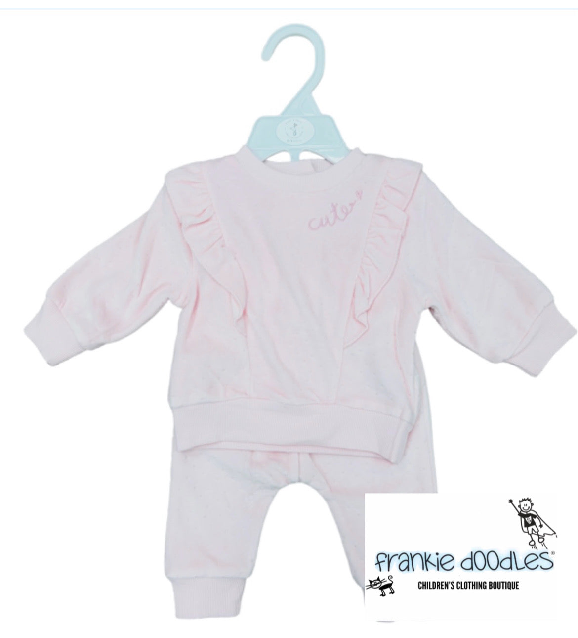 Pink Cute Ruffle Velour Lounge Set
