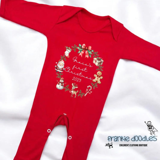 Personalised First Christmas Bib & Babygrow Set