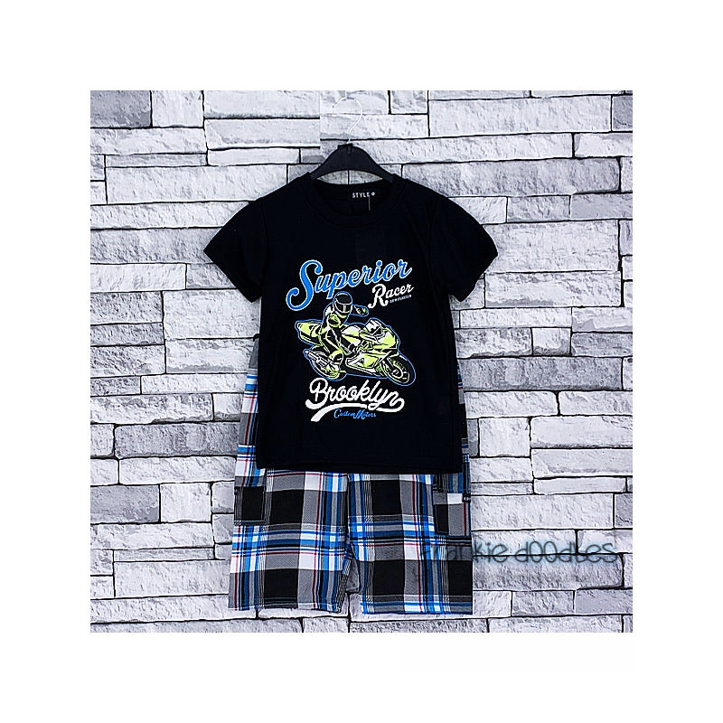 Boys Blue Check Loungewear Set