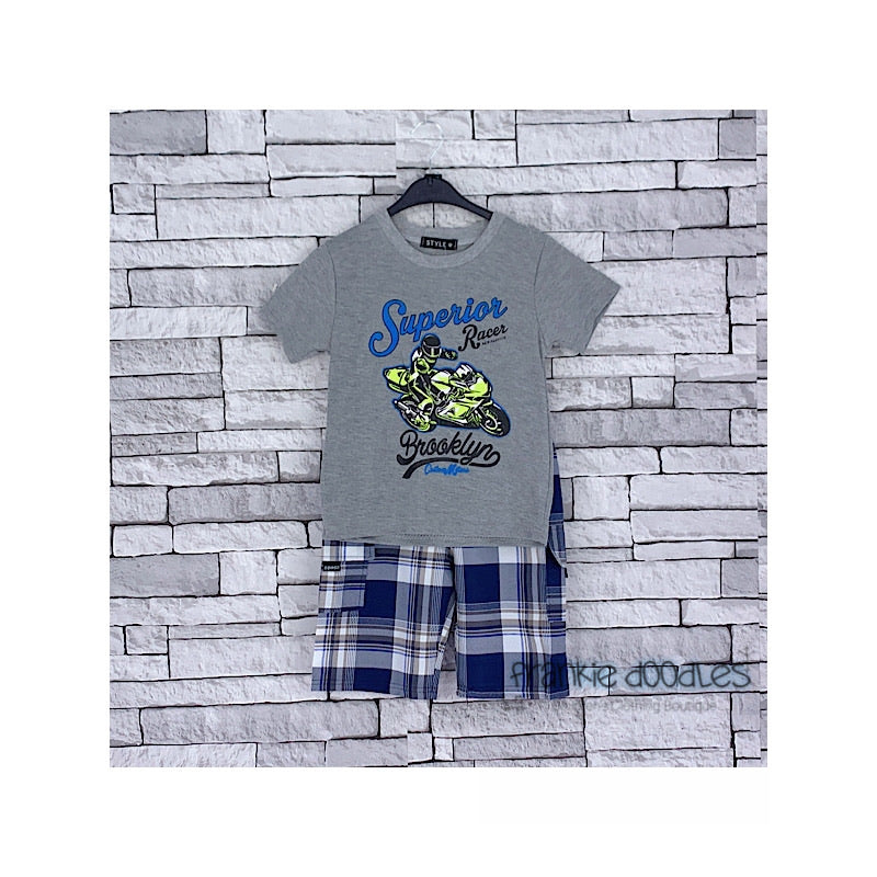 Boys Grey Check Loungewear Set
