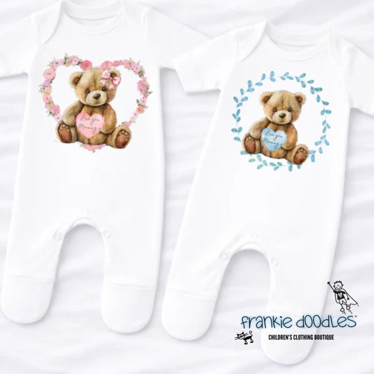 "Love You Mummy" Teddy Bear Sleepsuit