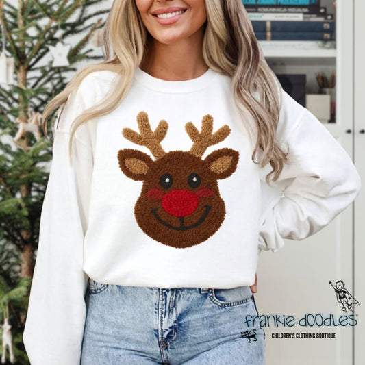 Faux Style 3D Reindeer Sweatshirt
