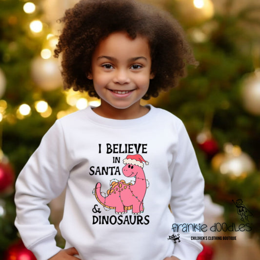 Santa & Pink Dinosaur Sweatshirt