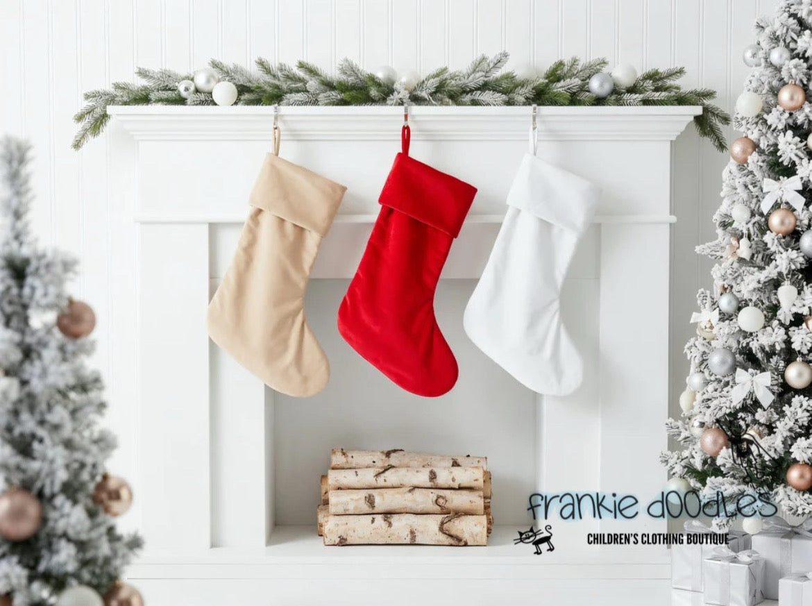 Personalised Christmas Stocking with Gold Glitter Name