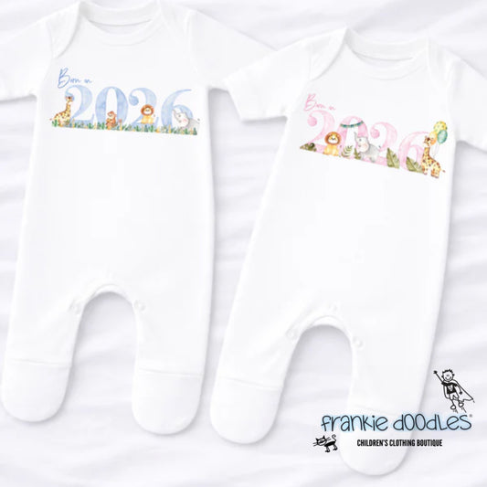 Welcome the Wild One: Born in 2026 Watercolor Sleepsuit