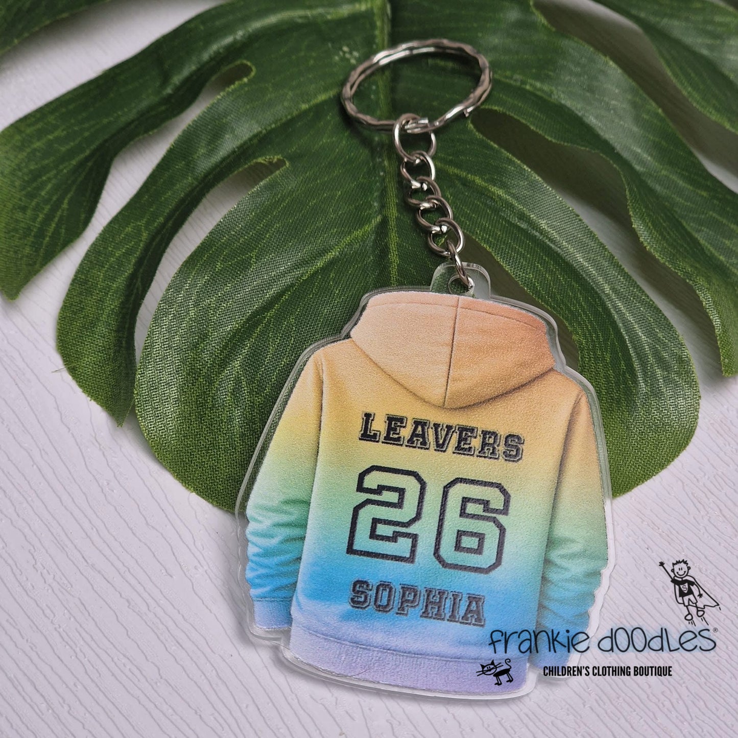 Personalised School Leavers Hoodie Keyring – A Keepsake by Frankie Doodles