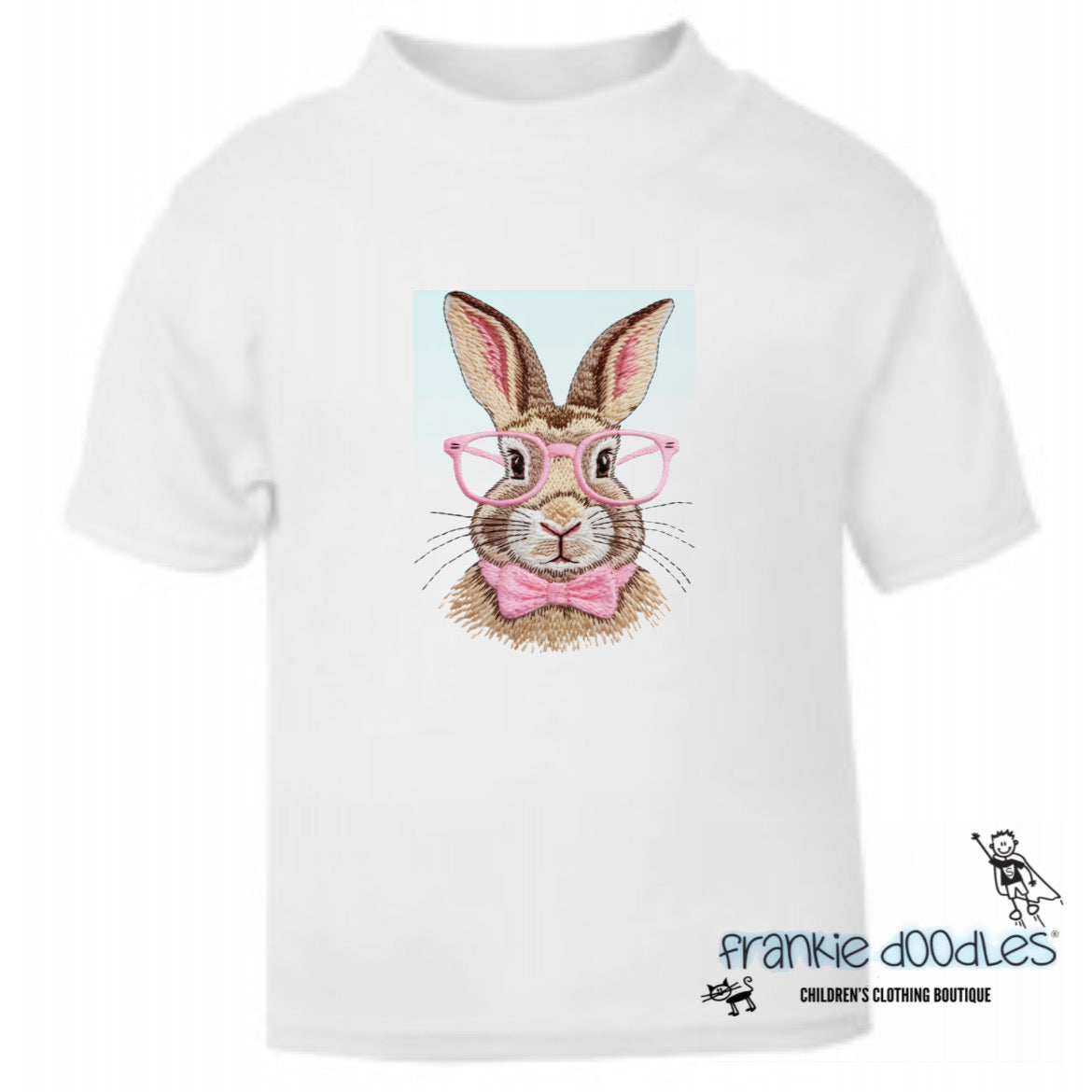 Embroidery Style Pink Bunny Tee