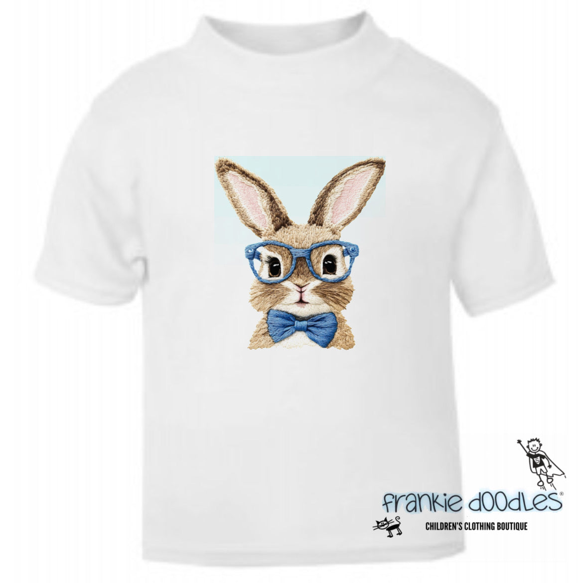 Embroidery Style Blue Bunny Tee