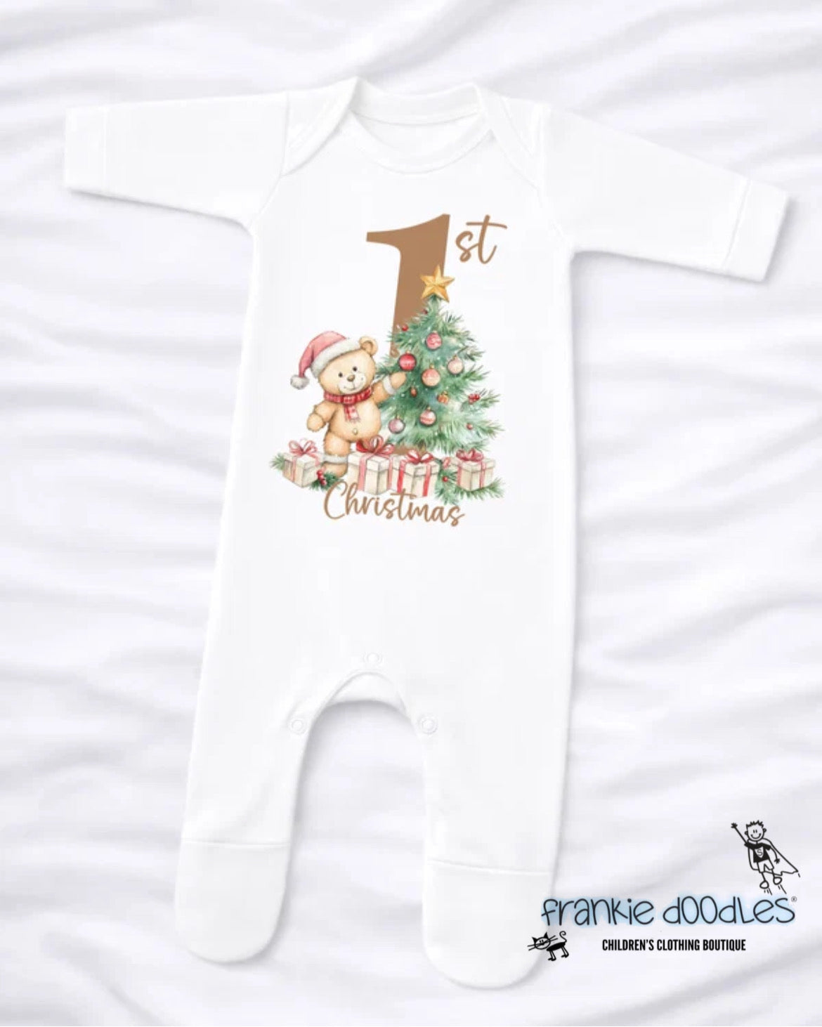 Baby's 1st Christmas Festive Teddy Bear Sleepsuit