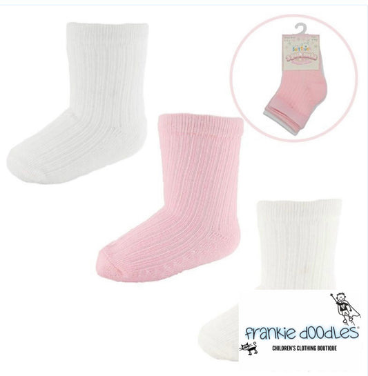Baby Pink Trio Ribbed Ankle Socks