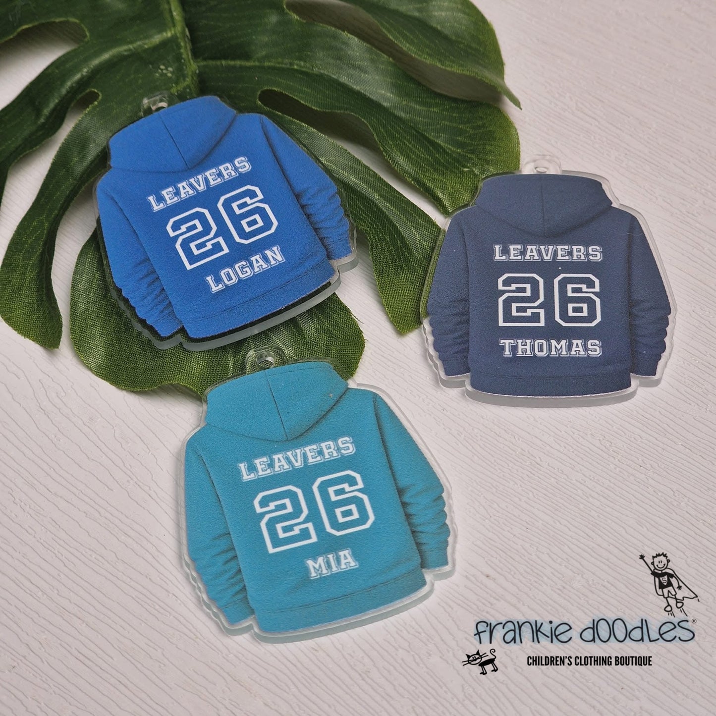 Personalised School Leavers Hoodie Keyring – A Keepsake by Frankie Doodles