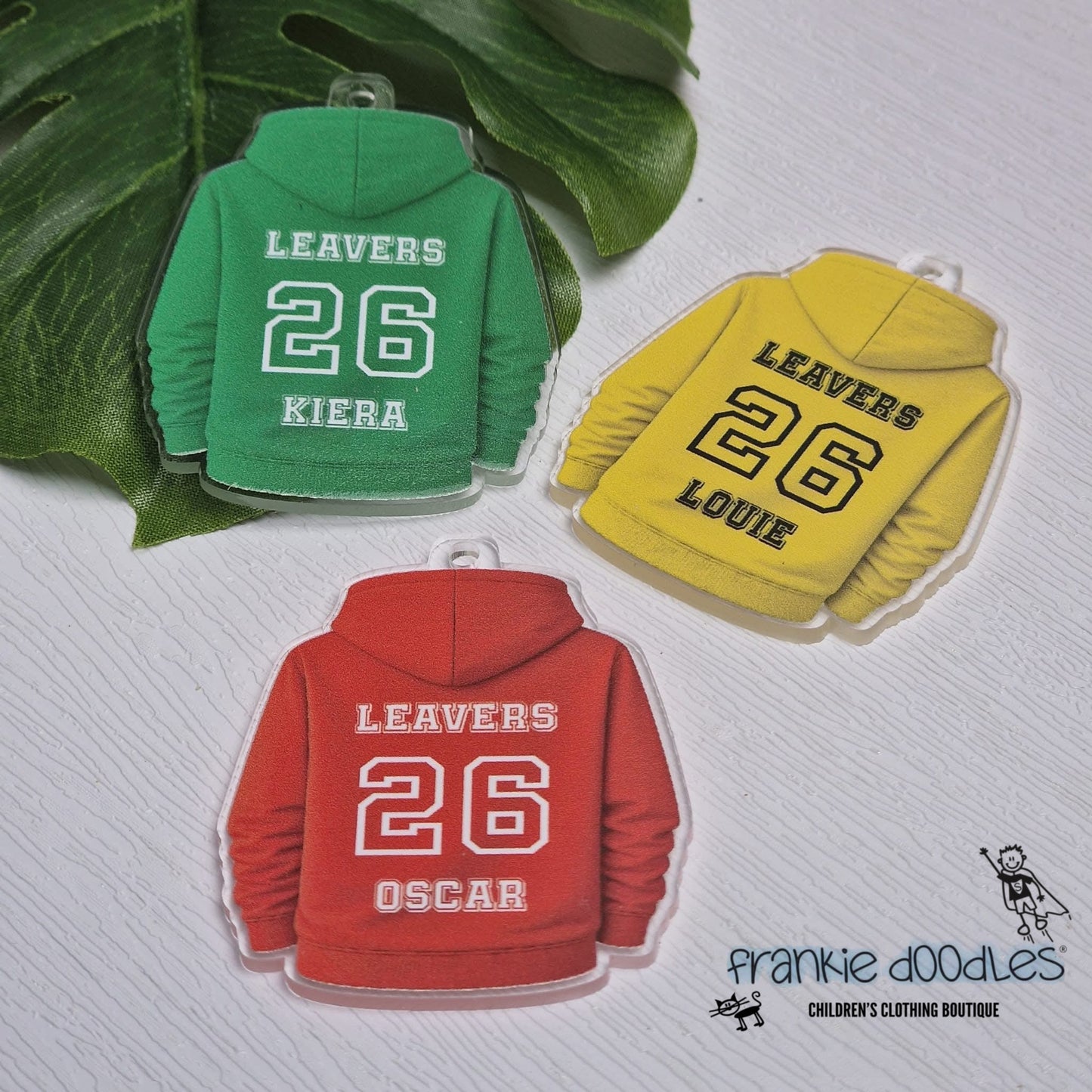 Personalised School Leavers Hoodie Keyring – A Keepsake by Frankie Doodles