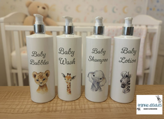 White Baby Bath Time Pump Bottles