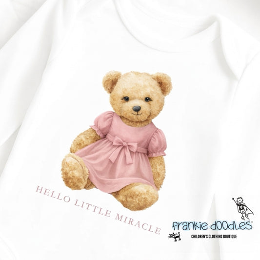 "Hello Little Miracle" Teddy Bear Sleep Suit