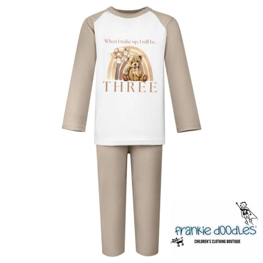 When I Wake Up Birthday Pyjamas – Teddy & Rainbow