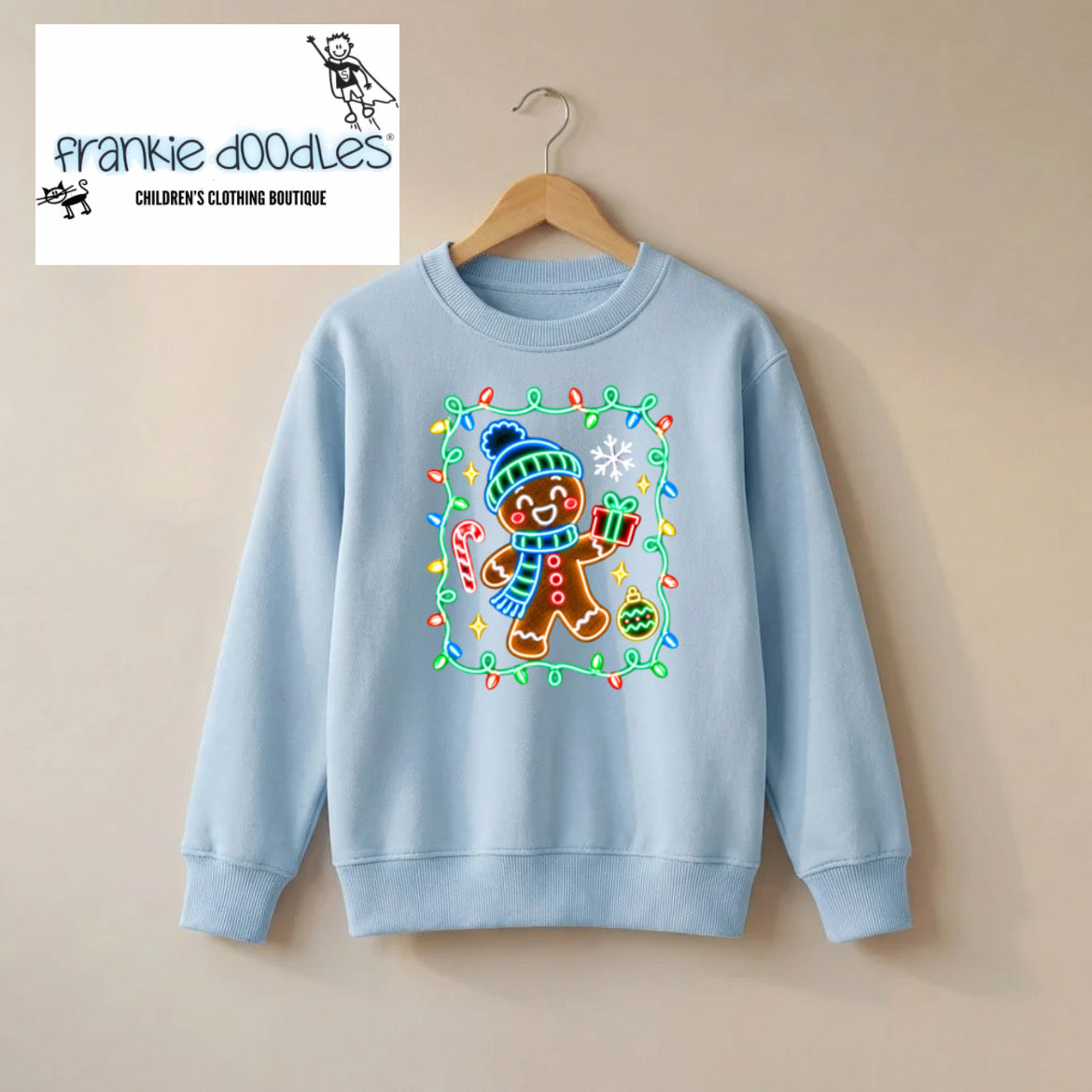 Festive Gingerbread Boy Blue Sweatshirt