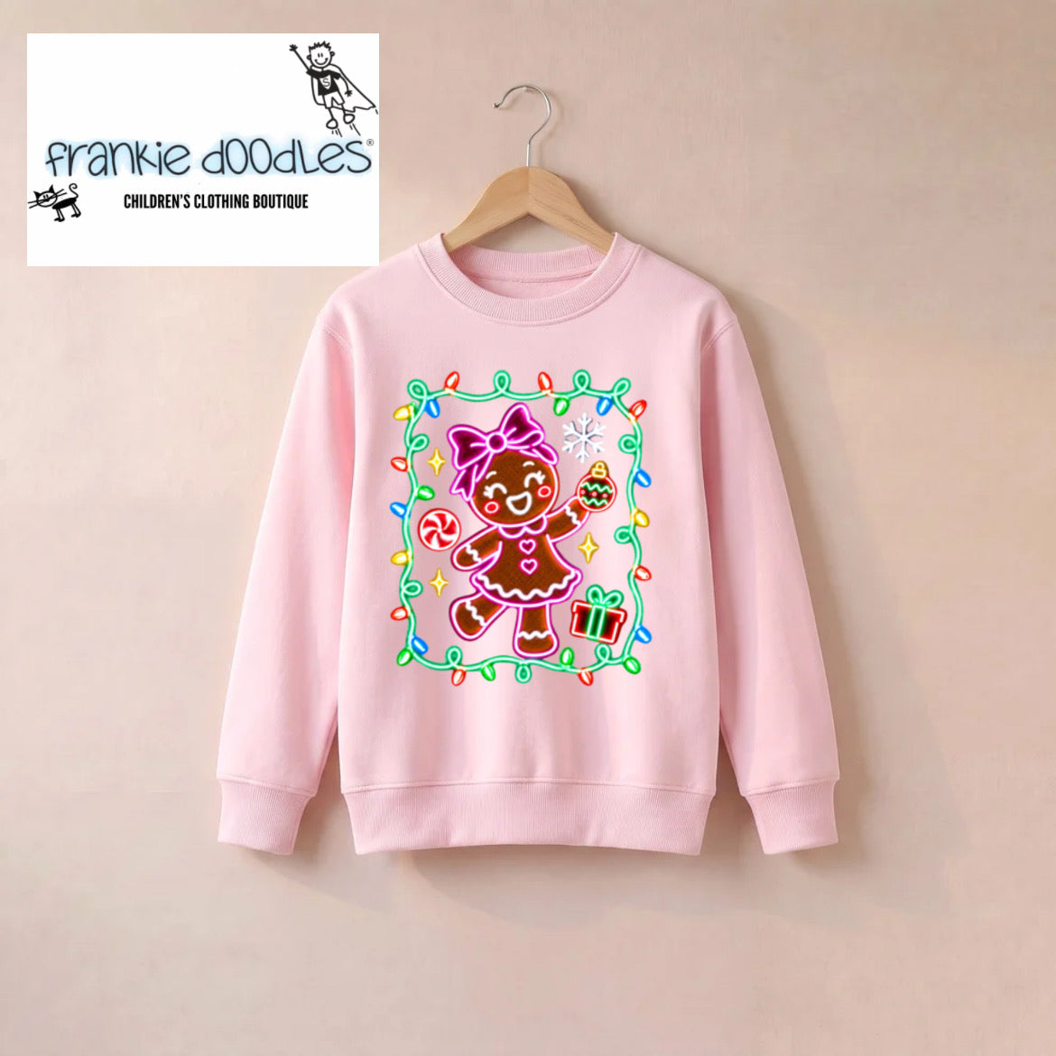 Festive Gingerbread Girl Pink Sweatshirt