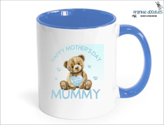 Mothers Day Blue Heart Teddy Mug