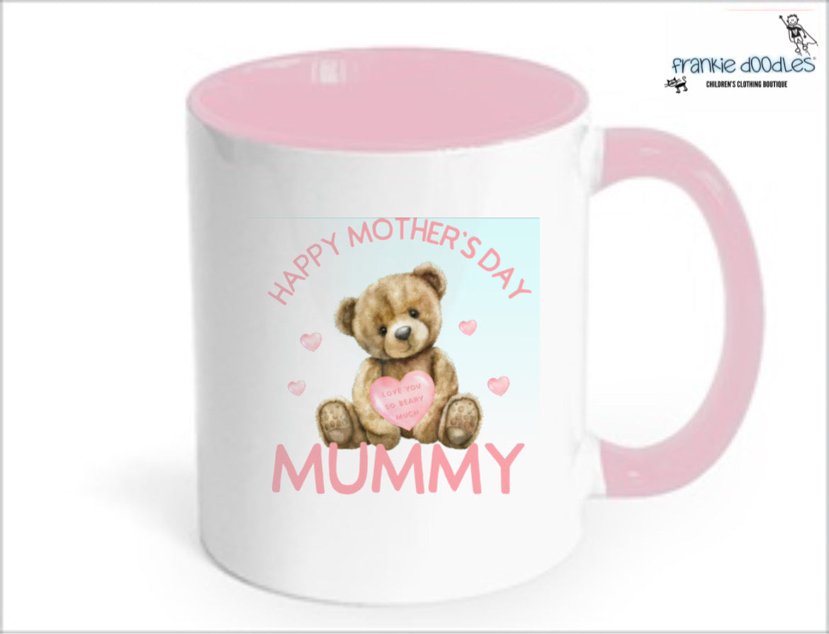 Mothers Day Pink Heart Teddy Mug