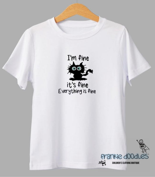 “Everything Is Fine” Cat T Shirt