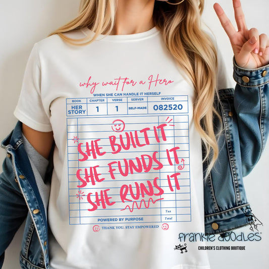 Empower Your Story: "She Built It" Custom T-Shirt