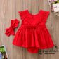 Red Ruffle Romper Dress