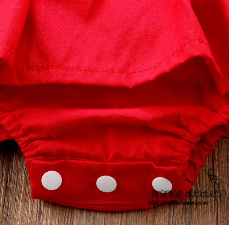Red Ruffle Romper Dress