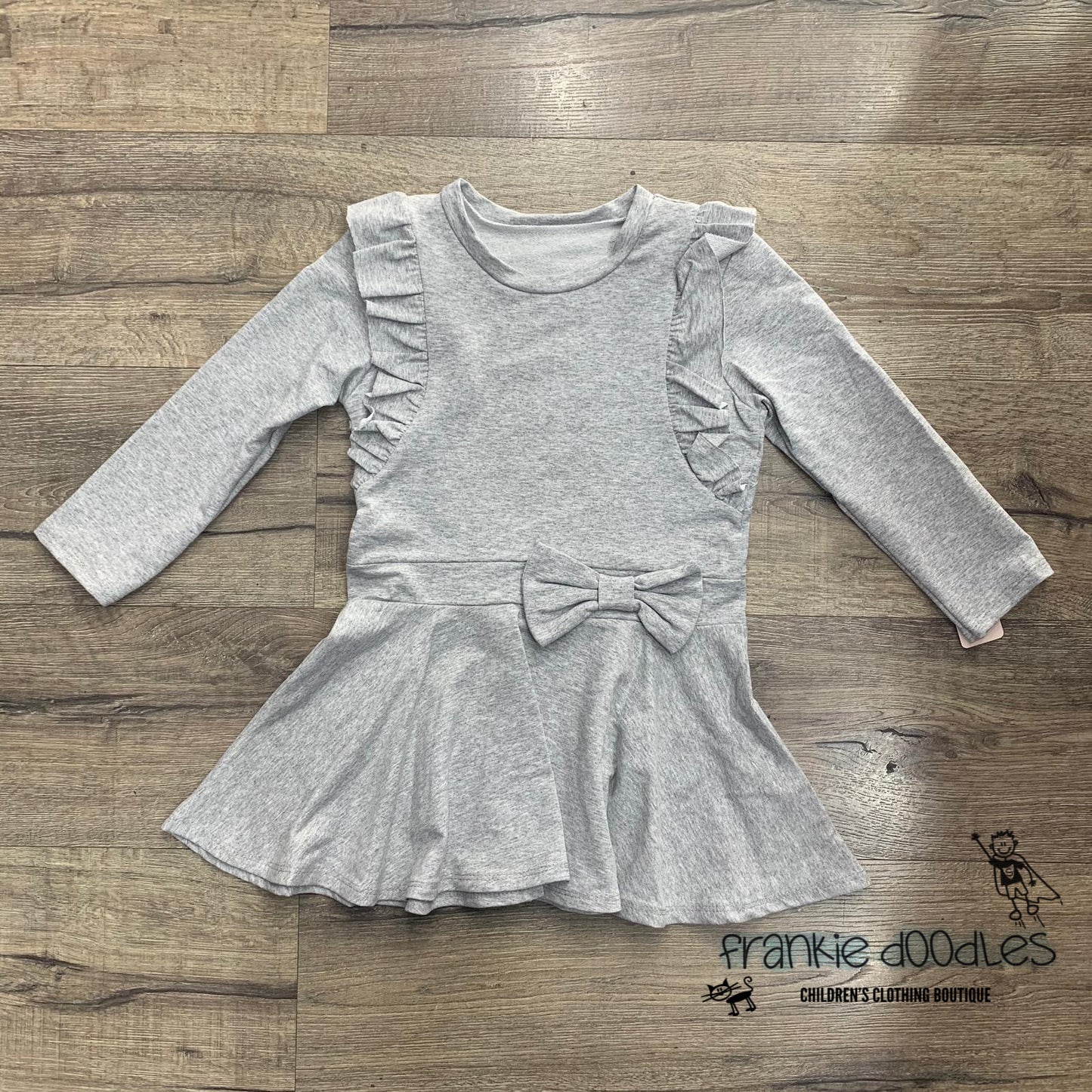 Grey Bow A-Line Dress