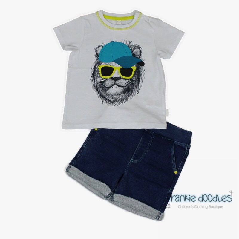 Boys Lion T-Shirt & Denim Shorts Outfit