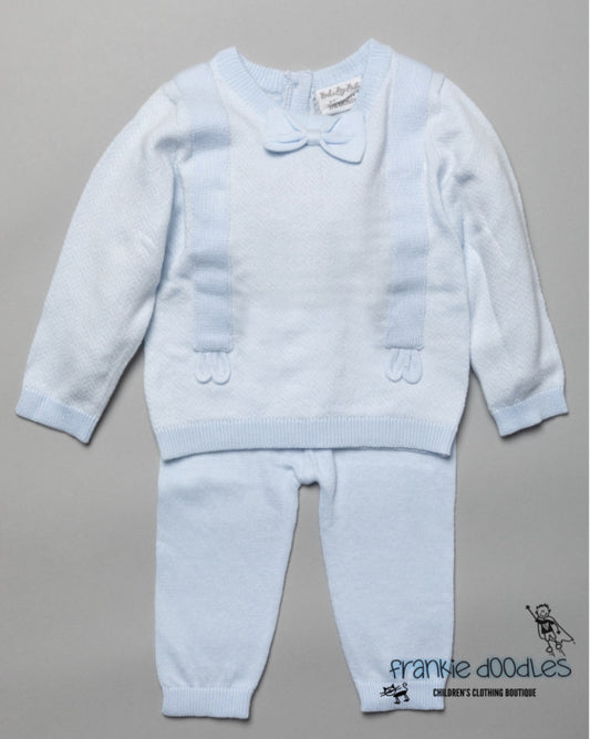 Baby Blue Bow Knit Outfit