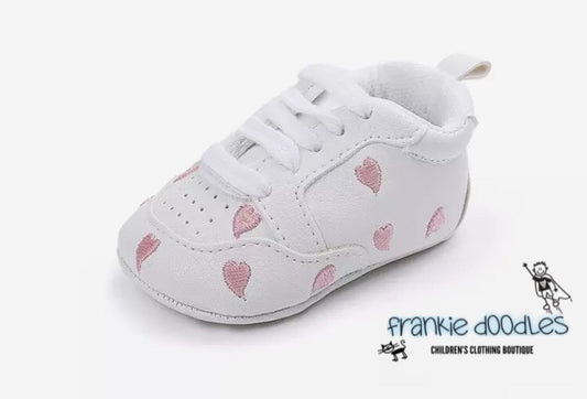 Pink Heart Baby Trainers