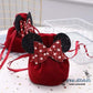 Glitter & Red Velvet Drawstring Bag